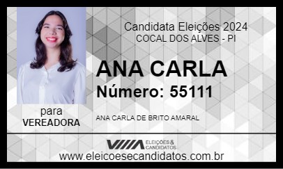 Candidato ANA CARLA 2024 - COCAL DOS ALVES - Eleições