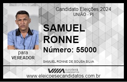 Candidato SAMUEL RONNE 2024 - UNIÃO - Eleições