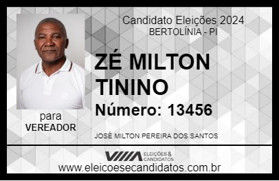 Candidato ZÉ MILTON TININO 2024 - BERTOLÍNIA - Eleições