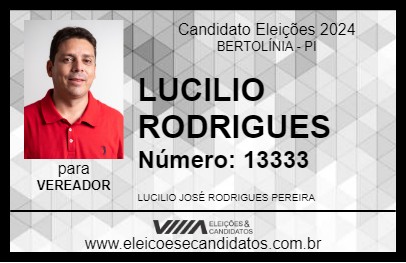 Candidato LUCILIO RODRIGUES 2024 - BERTOLÍNIA - Eleições