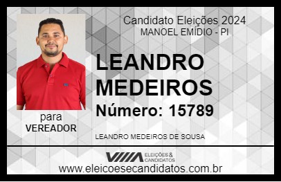 Candidato LEANDRO MEDEIROS 2024 - MANOEL EMÍDIO - Eleições