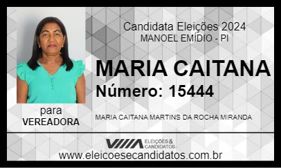 Candidato MARIA CAITANA 2024 - MANOEL EMÍDIO - Eleições