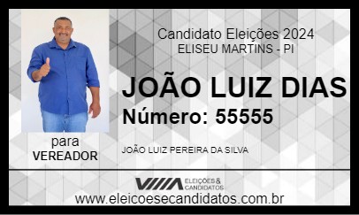 Candidato JOÃO LUIZ DIAS 2024 - ELISEU MARTINS - Eleições