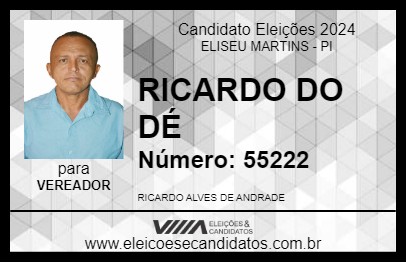 Candidato RICARDO DO DÉ 2024 - ELISEU MARTINS - Eleições