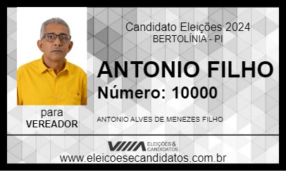 Candidato ANTONIO FILHO 2024 - BERTOLÍNIA - Eleições