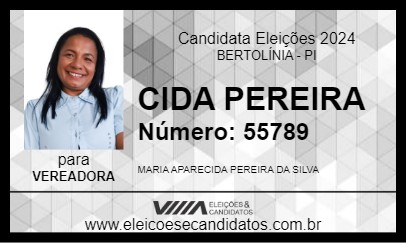 Candidato CIDA PEREIRA 2024 - BERTOLÍNIA - Eleições