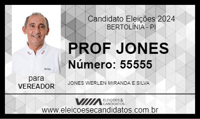 Candidato PROF JONES 2024 - BERTOLÍNIA - Eleições