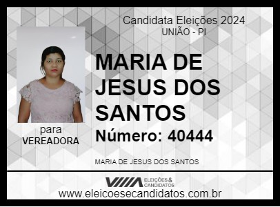 Candidato MARIA DE JESUS DOS SANTOS 2024 - UNIÃO - Eleições