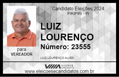 Candidato LUIZ LOURENÇO 2024 - PIRIPIRI - Eleições