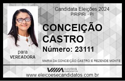 Candidato CONCEIÇÃO CASTRO 2024 - PIRIPIRI - Eleições