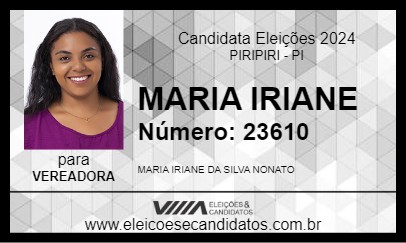 Candidato MARIA IRIANE 2024 - PIRIPIRI - Eleições