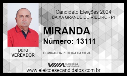 Candidato MIRANDA 2024 - BAIXA GRANDE DO RIBEIRO - Eleições