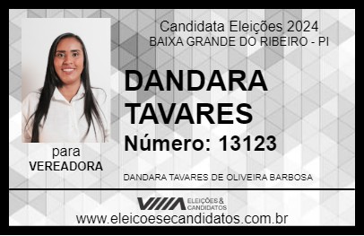 Candidato DANDARA TAVARES 2024 - BAIXA GRANDE DO RIBEIRO - Eleições