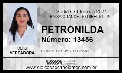 Candidato PETRONILDA 2024 - BAIXA GRANDE DO RIBEIRO - Eleições