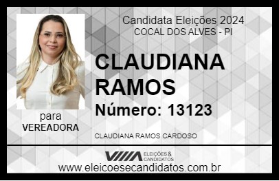 Candidato CLAUDIANA RAMOS 2024 - COCAL DOS ALVES - Eleições