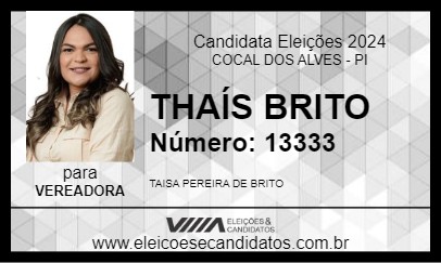 Candidato THAÍS BRITO 2024 - COCAL DOS ALVES - Eleições