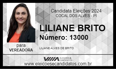 Candidato LILIANE BRITO 2024 - COCAL DOS ALVES - Eleições