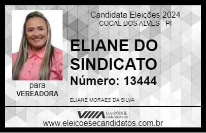 Candidato ELIANE DO SINDICATO 2024 - COCAL DOS ALVES - Eleições