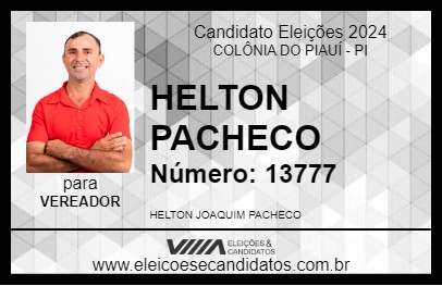 Candidato HELTON PACHECO 2024 - COLÔNIA DO PIAUÍ - Eleições