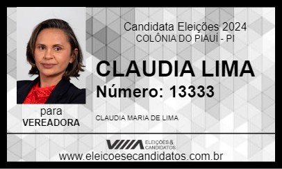 Candidato CLAUDIA LIMA 2024 - COLÔNIA DO PIAUÍ - Eleições