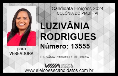 Candidato LUZIVÂNIA RODRIGUES 2024 - COLÔNIA DO PIAUÍ - Eleições