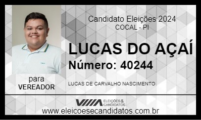 Candidato LUCAS DO AÇAÍ 2024 - COCAL - Eleições