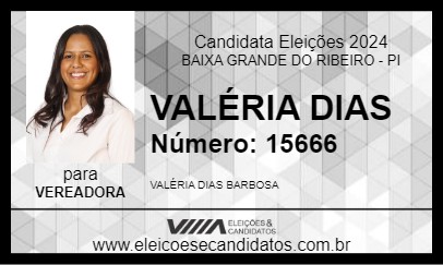 Candidato VALÉRIA DIAS 2024 - BAIXA GRANDE DO RIBEIRO - Eleições