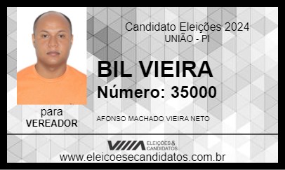 Candidato BIL VIEIRA 2024 - UNIÃO - Eleições