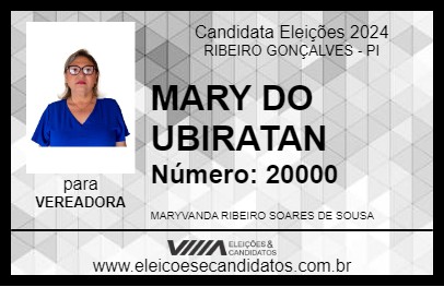 Candidato MARY DO UBIRATAN 2024 - RIBEIRO GONÇALVES - Eleições