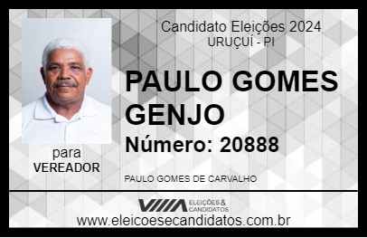 Candidato PAULO GOMES GENJO 2024 - URUÇUÍ - Eleições