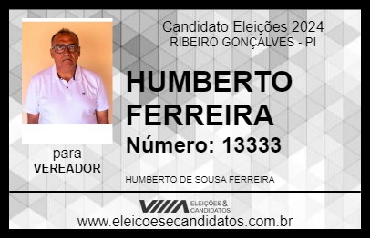 Candidato HUMBERTO FERREIRA 2024 - RIBEIRO GONÇALVES - Eleições