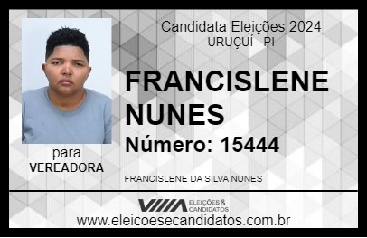 Candidato FRANCISLENE NUNES 2024 - URUÇUÍ - Eleições