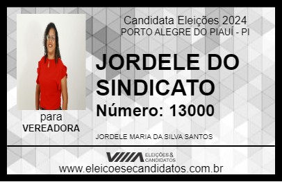 Candidato JORDELE DO SINDICATO 2024 - PORTO ALEGRE DO PIAUÍ - Eleições