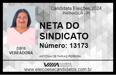 Candidato NETA DO SINDICATO 2024 - PARNAGUÁ - Eleições