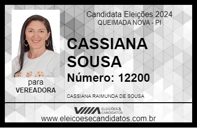 Candidato CASSIANA SOUSA 2024 - QUEIMADA NOVA - Eleições