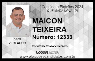 Candidato MAICON TEIXEIRA 2024 - QUEIMADA NOVA - Eleições