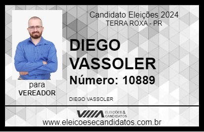 Candidato DIEGO VASSOLER 2024 - TERRA ROXA - Eleições