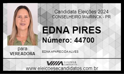 Candidato EDNA PIRES 2024 - CONSELHEIRO MAIRINCK - Eleições