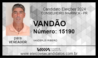 Candidato VANDÃO 2024 - CONSELHEIRO MAIRINCK - Eleições