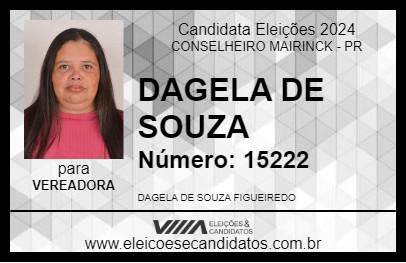 Candidato DAGELA DE SOUZA 2024 - CONSELHEIRO MAIRINCK - Eleições