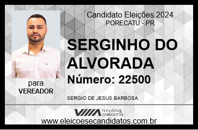 Candidato SERGINHO DO ALVORADA 2024 - PORECATU - Eleições