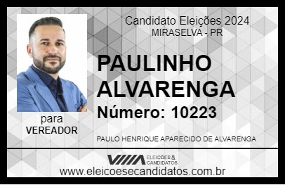 Candidato PAULINHO ALVARENGA 2024 - MIRASELVA - Eleições