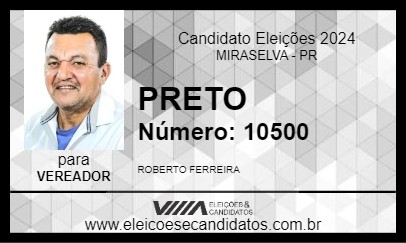 Candidato PRETO 2024 - MIRASELVA - Eleições