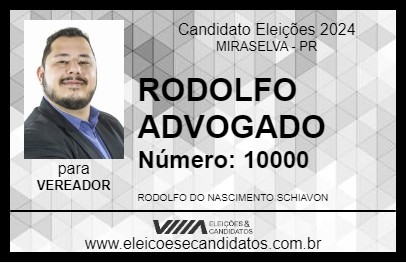 Candidato RODOLFO ADVOGADO 2024 - MIRASELVA - Eleições