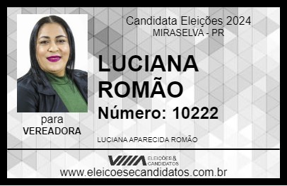 Candidato LUCIANA ROMÃO 2024 - MIRASELVA - Eleições