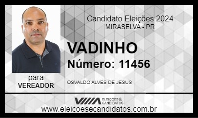 Candidato VADINHO 2024 - MIRASELVA - Eleições