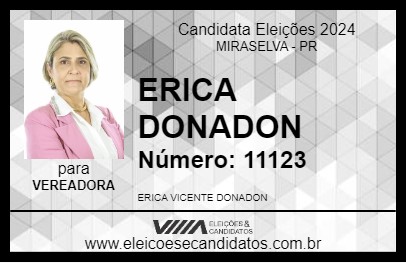 Candidato ERICA DONADON 2024 - MIRASELVA - Eleições