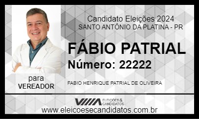 Candidato FÁBIO PATRIAL 2024 - SANTO ANTÔNIO DA PLATINA - Eleições