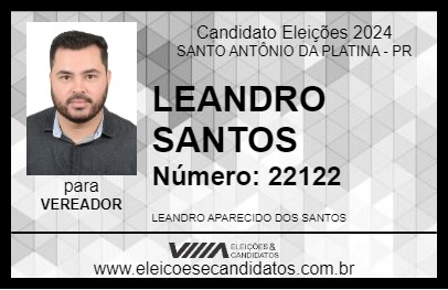 Candidato LEANDRO SANTOS 2024 - SANTO ANTÔNIO DA PLATINA - Eleições