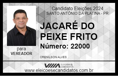 Candidato JACARÉ DO PEIXE FRITO 2024 - SANTO ANTÔNIO DA PLATINA - Eleições